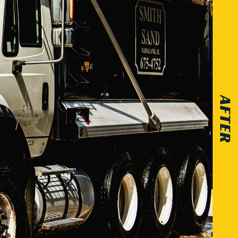 After using Buddy's Blends ALUMINUM BRIGHTENER HD on a dump truck