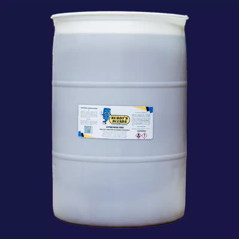 Buddy's Blends CITRUMAX PRO heavy duty industrial degreaser cleaner in a natural drum