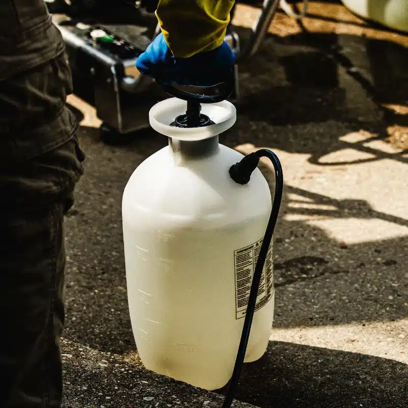 Pump-up sprayer in use