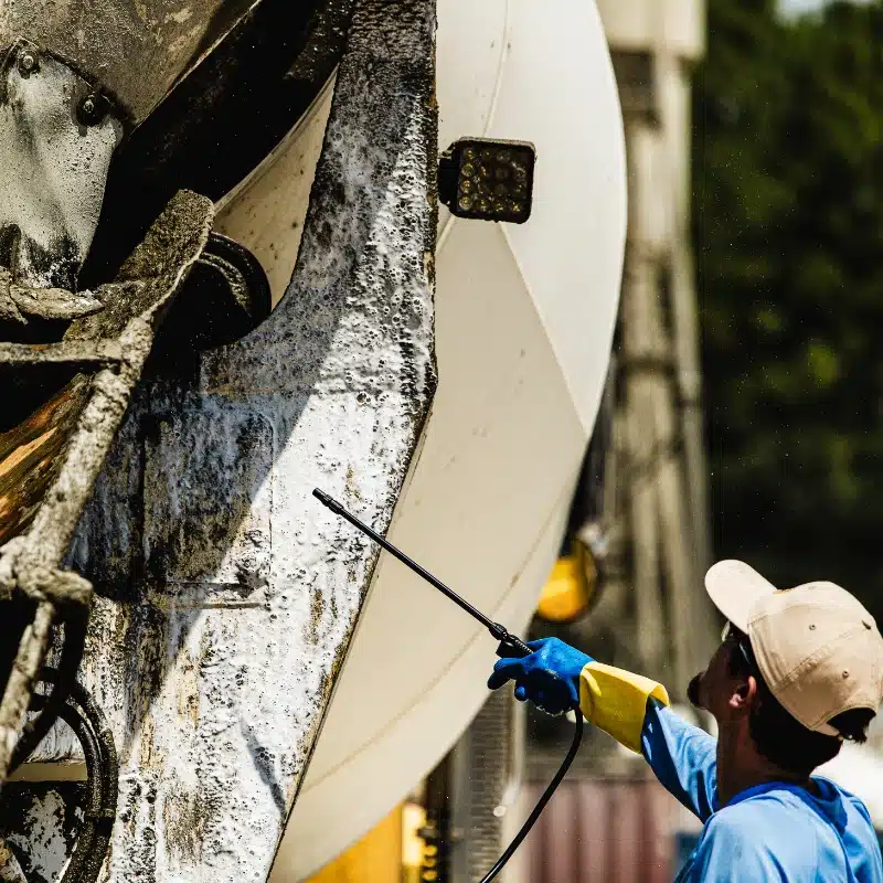 Buddy's Blends Ready Clean Ready Mix Concrete Truck Cleaner in action