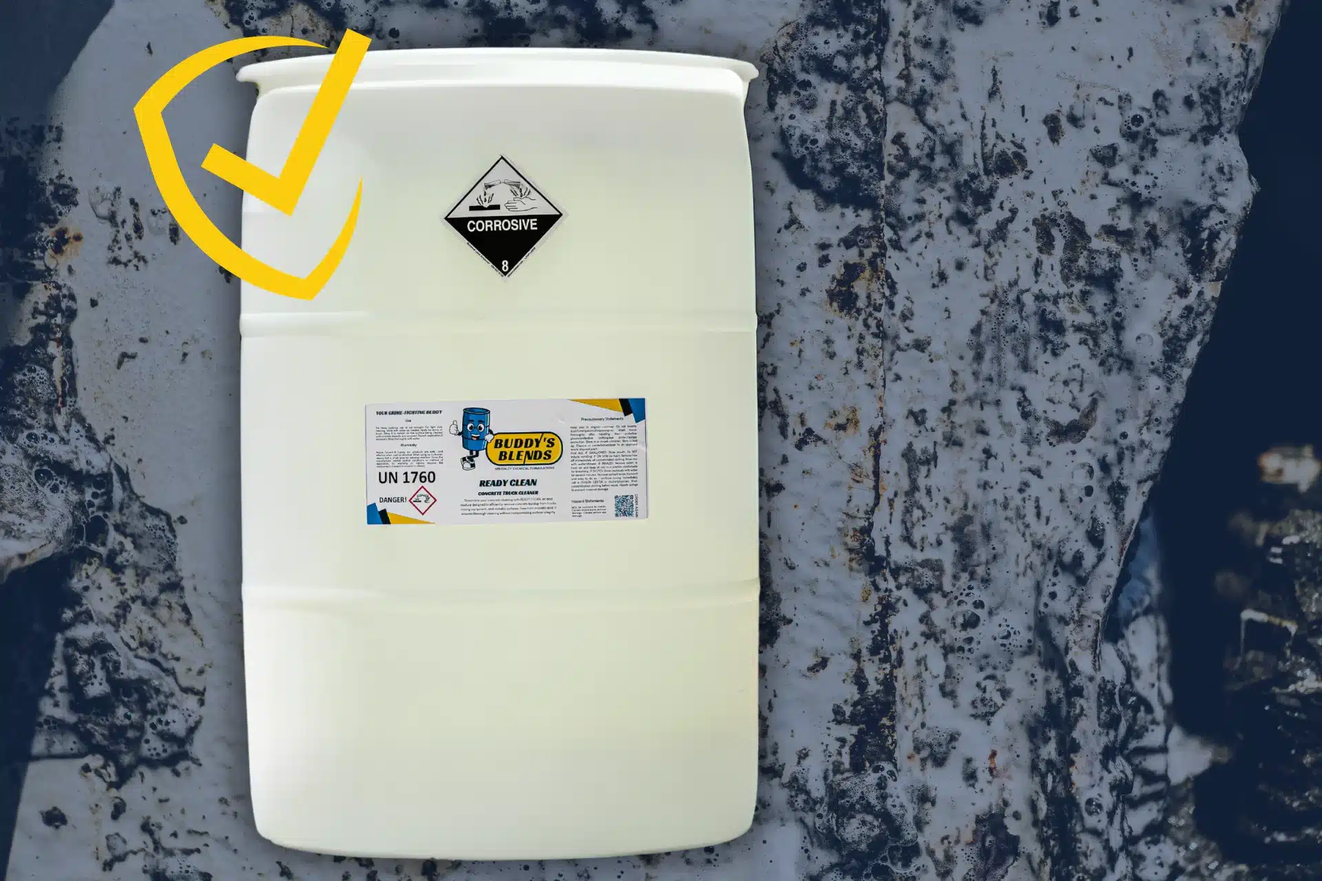 Buddy's Blends READY CLEAN phosphoric acid concrete remover and truck cleaner.